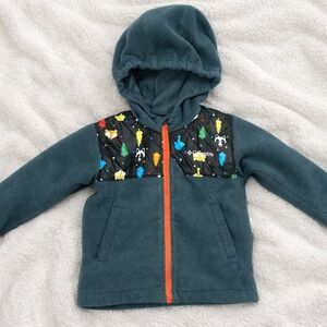 Columbia Toddler Hooded Fleece Jacket animal Print Teal 3T